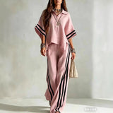 Women's Short-Sleeve Shirt & Loose Pants Two-Piece Set