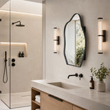 33.5"x22" Irregular Cloud-shaped Surface Mount Mirror Cabinet, Metal Frame Bathroom Medicine Cabinet with Adjustable Glass Shelves, Decorative Storage Mirror for Bathroom Entryway Bedroom, Matte