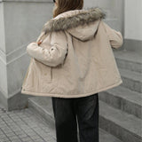 Thickened Coat With A Hood And Fur Collar Cotton-padded Jacket