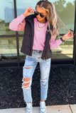 Pink Long Sleeve Sequin Round Neck Pullover Top