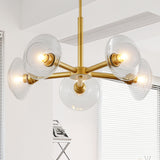 Modern Gold 5-Light Sputnik Chandelier with Clear Glass Shades - 26"