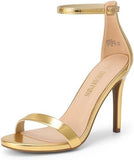 Women's Floral Ankle Strap Stiletto Heeled Sandals – Open Toe Dressy Party Shoes