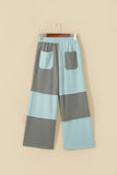 Russet Orange Raw Seam Colorblock Wide Leg Ankle Length Casual Pants