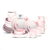Marbled Round Ceramic Dinnerware Set with Plates and Bowls