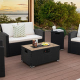 32 x 20 Inch Propane Rattan Fire Pit Table Set with Side Table Tank and Cover