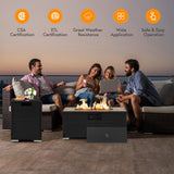 32 x 20 Inch Propane Rattan Fire Pit Table Set with Side Table Tank and Cover