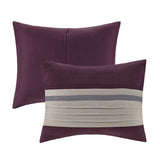 7 Pc Pieced Faux Suede Comforter Set Purple California King