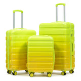 PC Spinner Wheel Luggage Set with 360° Wheels - Green + Yellow