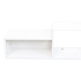 65.35" Wall Mounted Floating TV Stand with LED Lighting and Charging Station - White