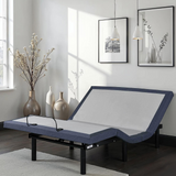 Queen Adjustable Bed Base with Vibration Modes and USB Ports - Steel Finish