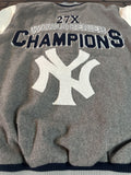NEW YORK YANKEES G-III 27X World Series Varsity Jacket~Faux Leather Sleeved~