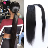 Straight Clip Ins Drawstring Ponytail for Women Natural Black Wrap on Ponytail Clip in Human Hair Extensions Youmay Virgin Hair