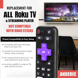 Anderic Substitute for Roku RC-ALIR EXPRESS Streaming Remote Control 3226001237 [RRST01]