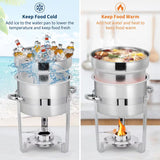 2-Pack 7-Quart Stainless Steel Round Soup Chafing Dish Set