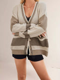 Color Block V-Neck Cardigan