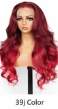 Red Glueless Straight 24' HD Lace Frontal Human Hair Wigs Body Wave