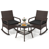 3-Piece Rocking Bistro Set with Cushions & Side Table