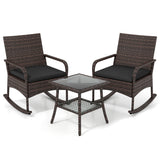 3-Piece Rocking Bistro Set with Cushions & Side Table