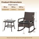 3-Piece Rocking Bistro Set with Cushions & Side Table