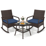 3-Piece Rocking Bistro Set with Cushions & Side Table