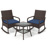 3-Piece Rocking Bistro Set with Cushions & Side Table