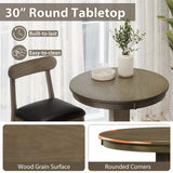 3 Pieces Wood Bar Table Set for 2 Round Pub Table with Pedestal Base and 2 Armless Stools