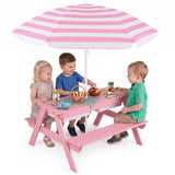 Kids Outdoor Picnic Water Sand Table with Umbrella