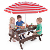 Kids Outdoor Picnic Water Sand Table with Umbrella