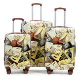 3-Piece Spinner Wheel Luggage Set with Waterproof Polycarbonate Shell - Black Vintage