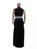 Zip Front Crop Top and Striped Pants Set