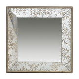 Antique Rectangle Mirror with Floral Accents - Pearl Silver