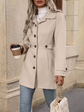 Women’s Elegant Woolen Coat – Medium-Length Lapel Slim Fit Winter Coat