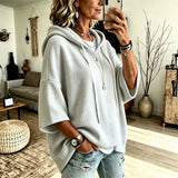 Women's Oversized Batwing Sleeve Hoodie – Loose Fleece Pullover