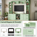 4-in-1 Entertainment Center Wall Unit with Bookshelf for TVs Up to 70" - Black, White, Green