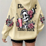 Retro Skull Graphic Long-Sleeve Sweatshirt