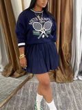 Graphic Sweatshirt & Pleated Skirt Set