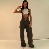 Y2K Denim Overalls - Zipper Suspender Jumpsuit Streetwear