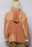 POL Button Down Hooded Jacket with Star Patch Pattern