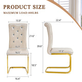 Set of 4 Retro Alligator Skin Dining Chairs, Beige Faux Leather with Crystal Buckles