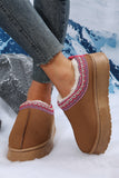 Chestnut Contrast Print Suede Plush Lined Snow Boots