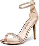 Women's Floral Ankle Strap Stiletto Heeled Sandals – Open Toe Dressy Party Shoes