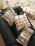 Fennco Styles Luxury Faux Fur Decorative Filled Throw Pillow 18" W x 18" L – Ivory Plush Fluffy Cushion for Couch, Bedroom, Living Room and Office Décor