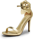 Women's Floral Ankle Strap Stiletto Heeled Sandals – Open Toe Dressy Party Shoes