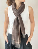 stylesilove Women Shimmering Striped Scarf Silk-like Scarves Ultra Lightweight Soft Shawl Neck Wraps