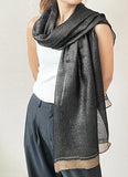 stylesilove Women Shimmering Striped Scarf Silk-like Scarves Ultra Lightweight Soft Shawl Neck Wraps