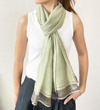 stylesilove Women Shimmering Striped Scarf Silk-like Scarves Ultra Lightweight Soft Shawl Neck Wraps