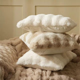 Fennco Styles Luxury Faux Fur Decorative Filled Throw Pillow 18" W x 18" L – Ivory Plush Fluffy Cushion for Couch, Bedroom, Living Room and Office Décor