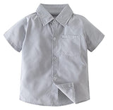 stylesilove Toddler Boys Classic Button Down Shirt and Shorts, Suspenders, Bowtie 4pcs Gentleman Suit Cotton Overalls Outfit