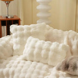 Fennco Styles Luxury Faux Fur Decorative Filled Throw Pillow 18" W x 18" L – Ivory Plush Fluffy Cushion for Couch, Bedroom, Living Room and Office Décor