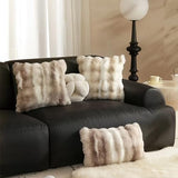 Fennco Styles Luxury Faux Fur Decorative Filled Throw Pillow 18" W x 18" L – Ivory Plush Fluffy Cushion for Couch, Bedroom, Living Room and Office Décor